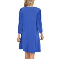 thumbnail image 4 of HAJWOH Fall Dresses for Women 2025 Casual Wedding Guest Dresses Long Sleeve V Neck Midi Dress Lightweight Cocktail Dresses Blue L, 4 of 5