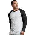 thumbnail image 2 of SLM Men's Long Sleeve Cotton Baseball Raglan Tee Shirt Jersey -White/Black-Large, 2 of 5
