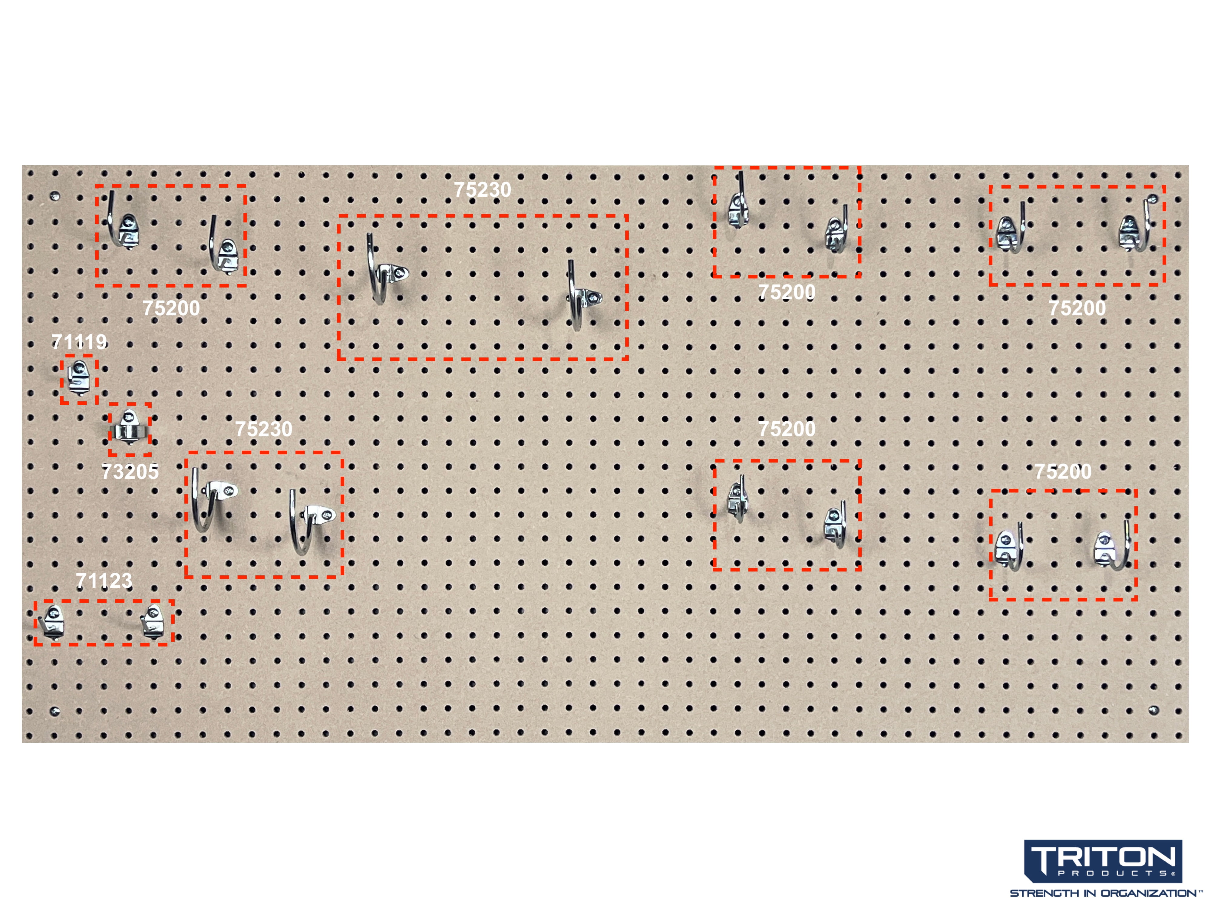 Triton Products® High Density Fiberboard Pegboard with 36 Assorted Hooks