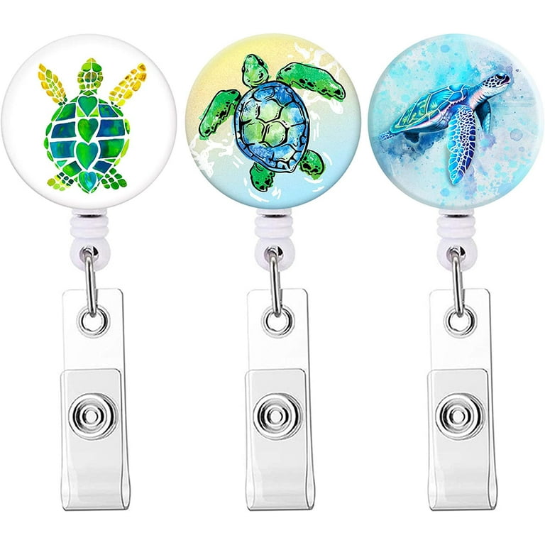 Retractable Badge Reel Clip, Cute Badge Holder Nursing Badge Reels with  Alligator Clip, Name Decorative Badge Clip on ID Card Holders (Cute Turtle