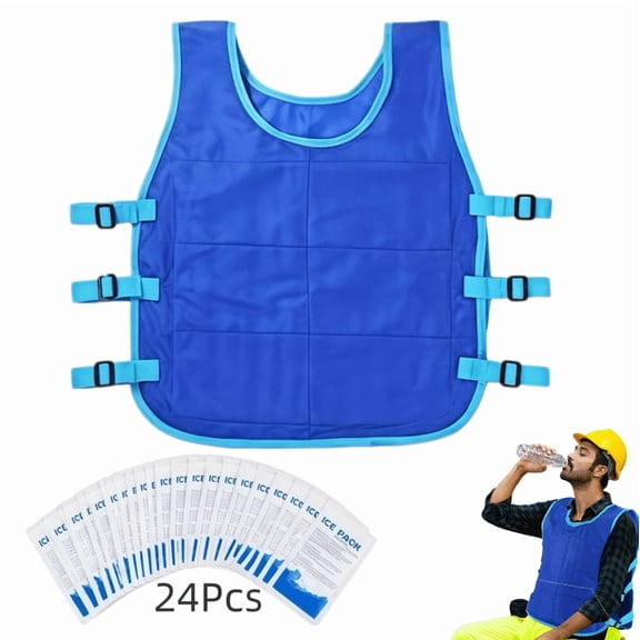 LHYXU Cooling Reflective Ice Vest Outerwear Vest, Men's & Women's, with 24pcs Ice Packs