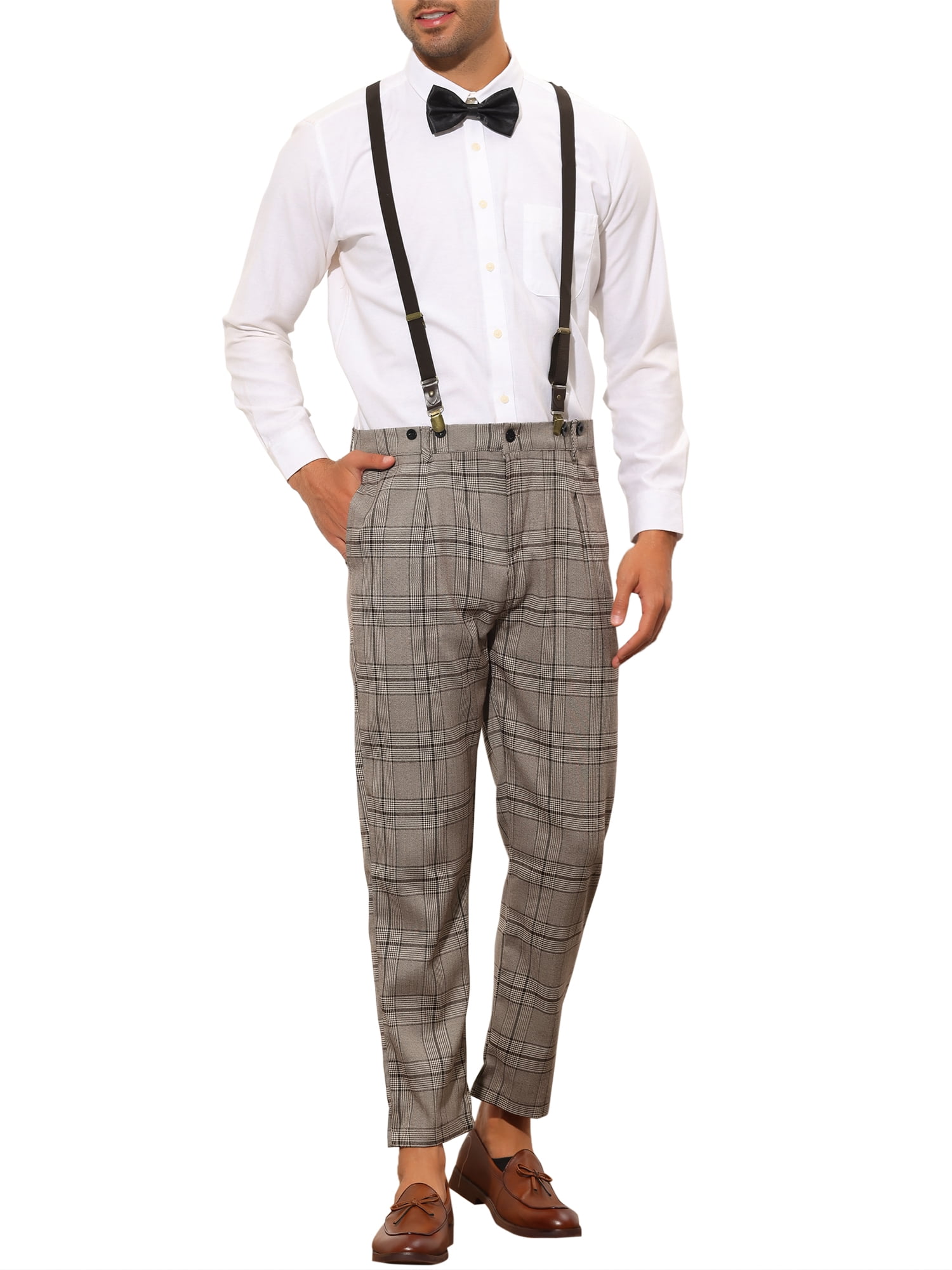 Lars Amadeus Men's Checked Dress Pants Business Plaid Pants