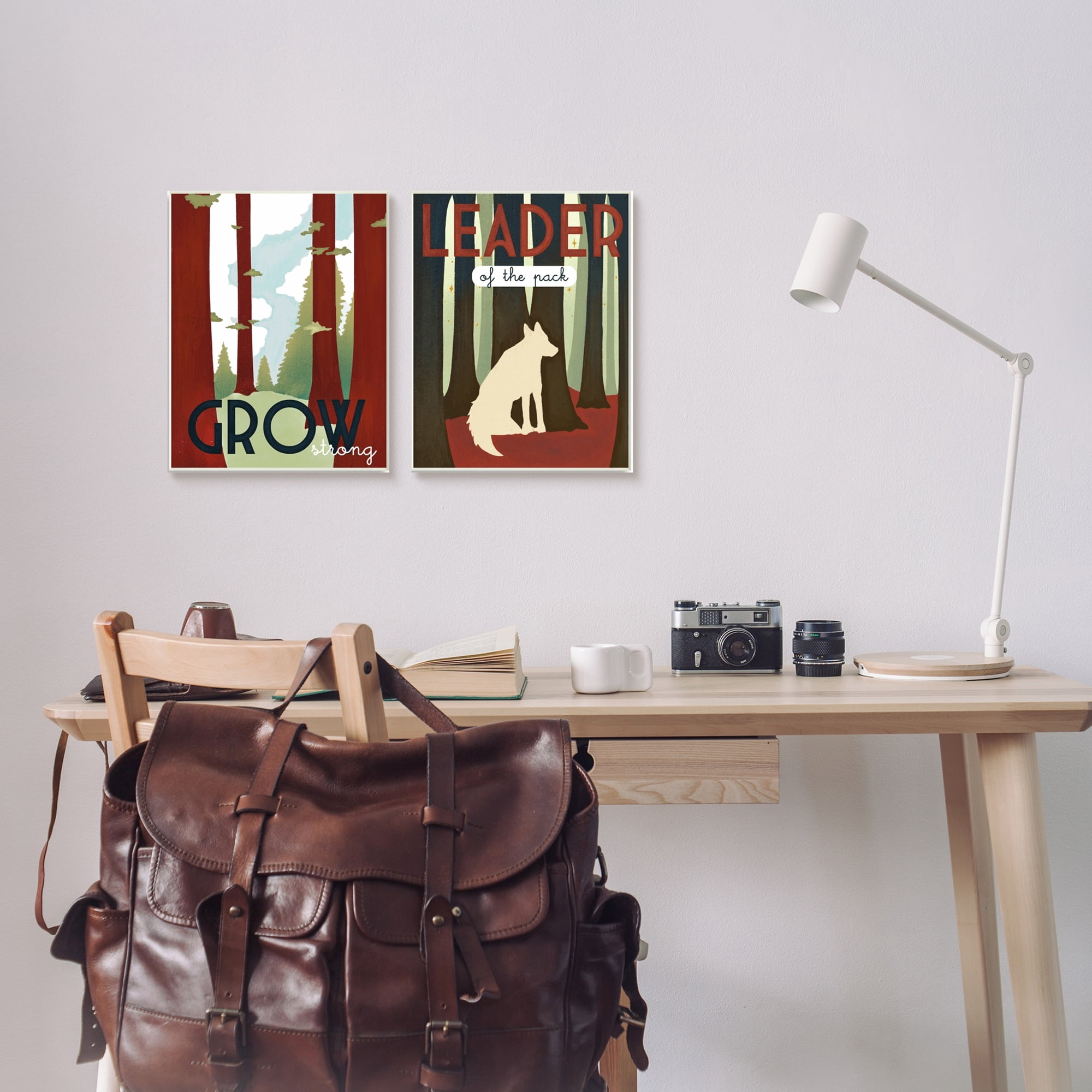 Stupell Industries Leader of Pack Growth Motivational Phrase Forest Wolf,10 x 15, Design by Daphne Polselli