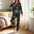 thumbnail image 3 of DISNIMO 2 Pack Pajama Sets for Womens Spider Web Printed Long Sleeve Halloween Sleepwear Button Down Loungewear with Long Pants V Neck Soft Nightwear, 3 of 7