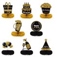 thumbnail image 2 of Decoración de panal para fiesta temática de oro negro de cumpleaños, diseño de escena de decoración de escritorio de cumpleaños, decoración de mesa de bola de panal, 2 of 6