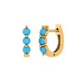 thumbnail image 2 of 0.48Ct Brilliant Round Cut Hoop Turquoise 14K Yellow Solid Solid Gold Everyday Dainty Earrings Lever Back, 2 of 7