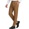 thumbnail image 5 of INSPIRE CHIC Men's Dress Checked Flat Front Business Plaid Formal Pants 34 Brown Black, 5 of 6