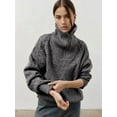 thumbnail image 4 of Women'S Sweaters 2025 Fall Winter Quarter Zip Casual Diamond Knit Pullover Grey M, 4 of 9