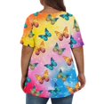 thumbnail image 7 of IYYVV Plus Size Tee Shirts For Women Short Sleeve Western Shirts Vneck Tunic Top Butterfly Print Cute Boho Tops Women'S Summer Clothes Womens Fall Fashion 2024 Yellow 4XL, 7 of 7