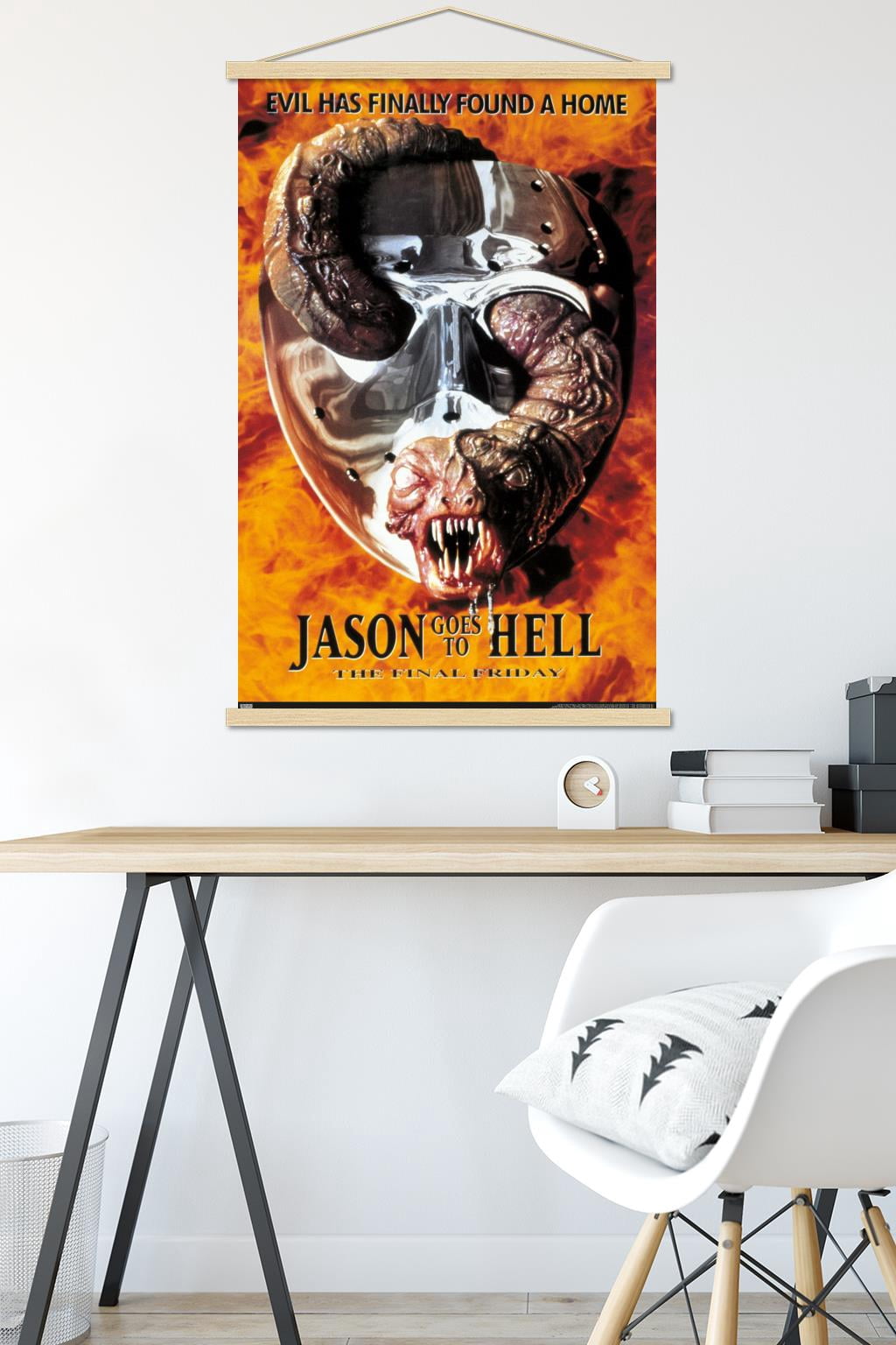 Friday The 13th: Jason Goes To Hell - One Sheet Wall Poster with Wooden Magnetic Frame, 22.375" x 34"