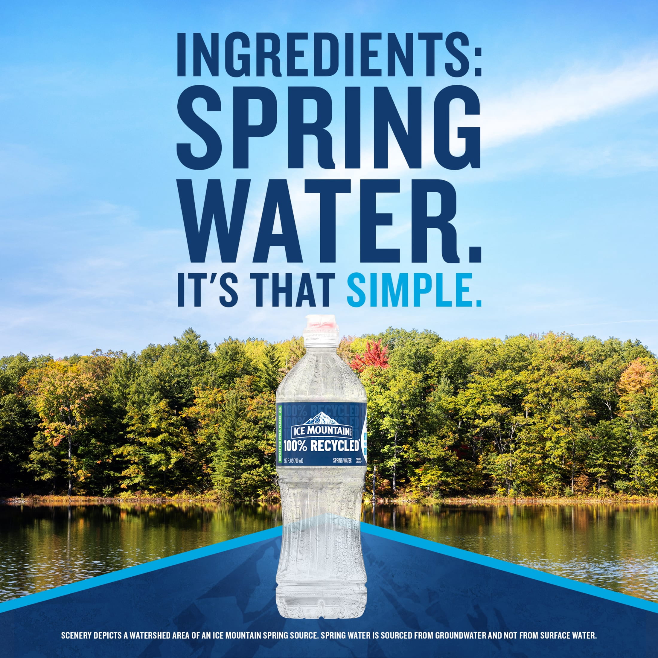 Ice Mountain Spring Water, 23.7 Fl Oz, 6-Pack Plastic Bottles