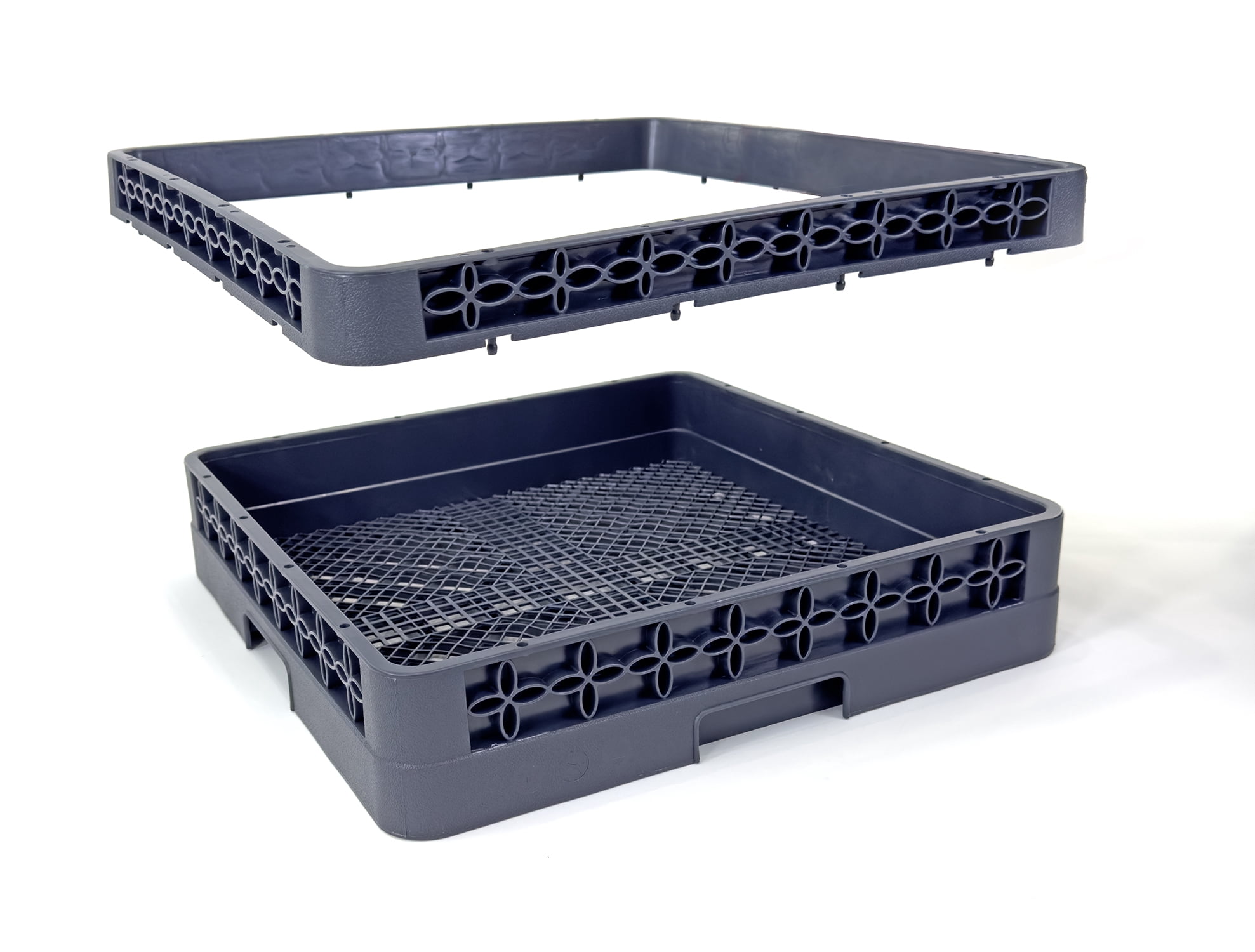 Full-Size Open Glass Rack Extender | Full-Size Combination | Polypropylene | Gray. (2 Pack)