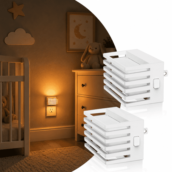 YANSUN 2 Pack Dimmable Amber Plug in Night Light, 1W LED Powered Wall Lighting Fixture with Dusk to Dawn Sensor & Memory Function