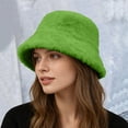thumbnail image 3 of Chuancc Women's Faux Fur Bucket Hat - Winter Warm Plush Fisherman Cap for Cold Days Green One Size, 3 of 7