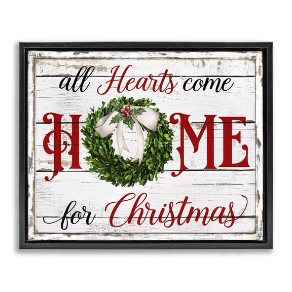 Stupell Industries Cottage Hearts Home For Christmas Black Floating Frame Canvas Art, 21 x 17, by Creatif Belle