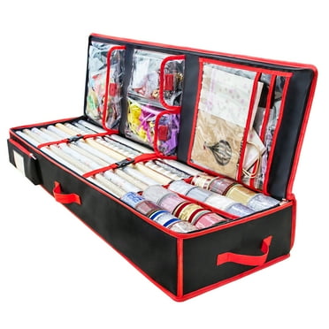 BRANTMAKER Gift Wrap Organizer Storage Bag with 6 Compartments, 40.5" x 14" x 6"