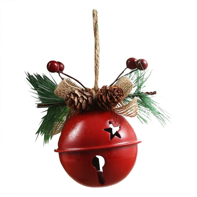 Fall Decor Outdoor Porch Open Christmas Bells, Christmas Holiday Decoration Tree, Hanging Decorative Metal Jingle Bells