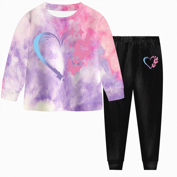 Toddler Girl Fall Outfits 24 Months 2T 3T 4T 5T 6T 7T Toddler Baby Girl Fall Winter Clothes Tie-dye Long Sleeve Pullover Sweatshirts Jogger Pants Purple Size 3-4 Years