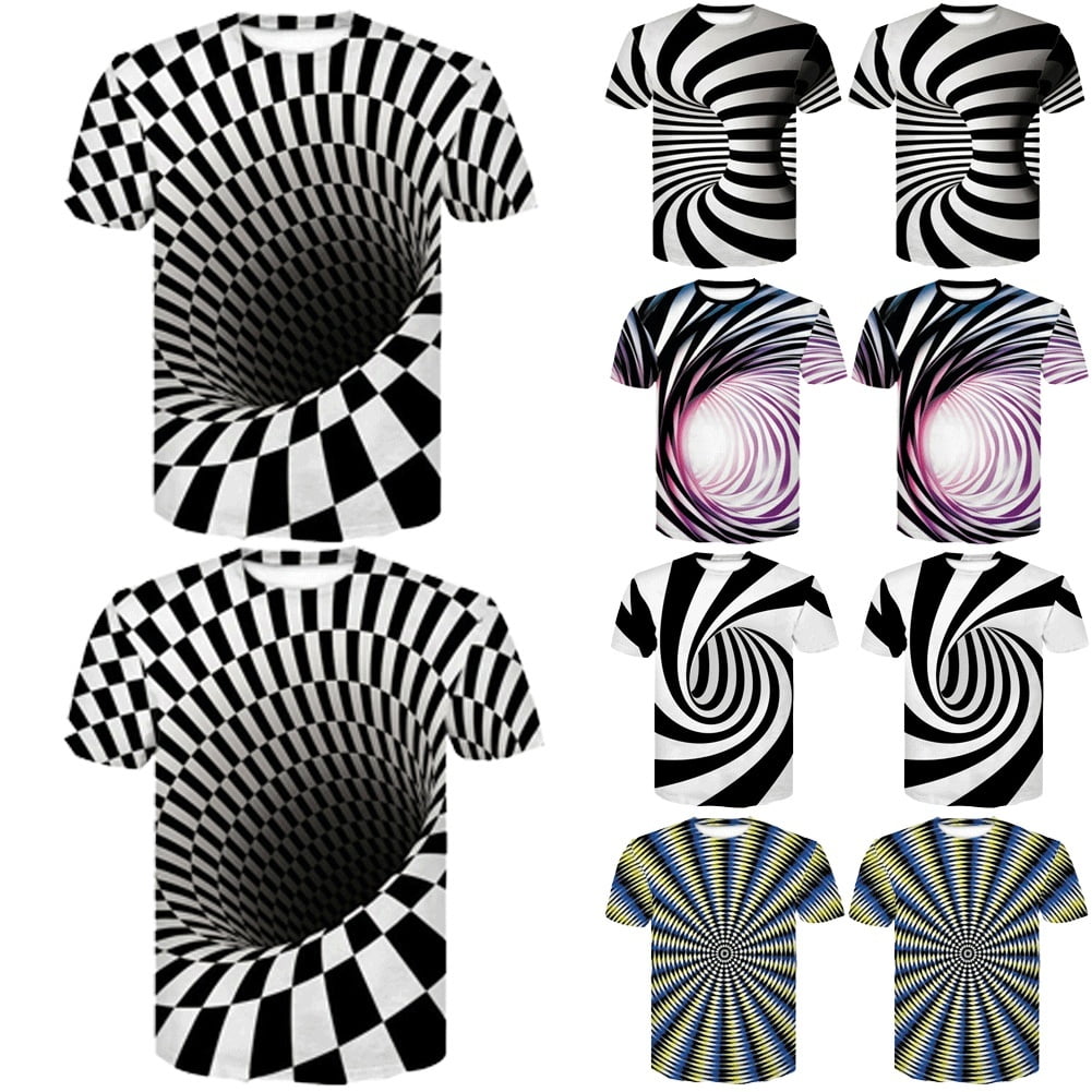 3D Optical illusion T-Shirt Graphic Swirl Print Men Women Short Sleeve ...