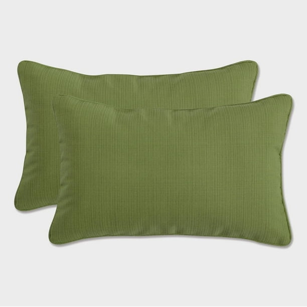 Pillow Perfect Forsyth Solide Intérieur / Extérieur Lombaire Oreiller Peluche, Temps et S'Estomper Résistant, Lombaire - 11,5 "x 18,5", Vert, 2 Comte
