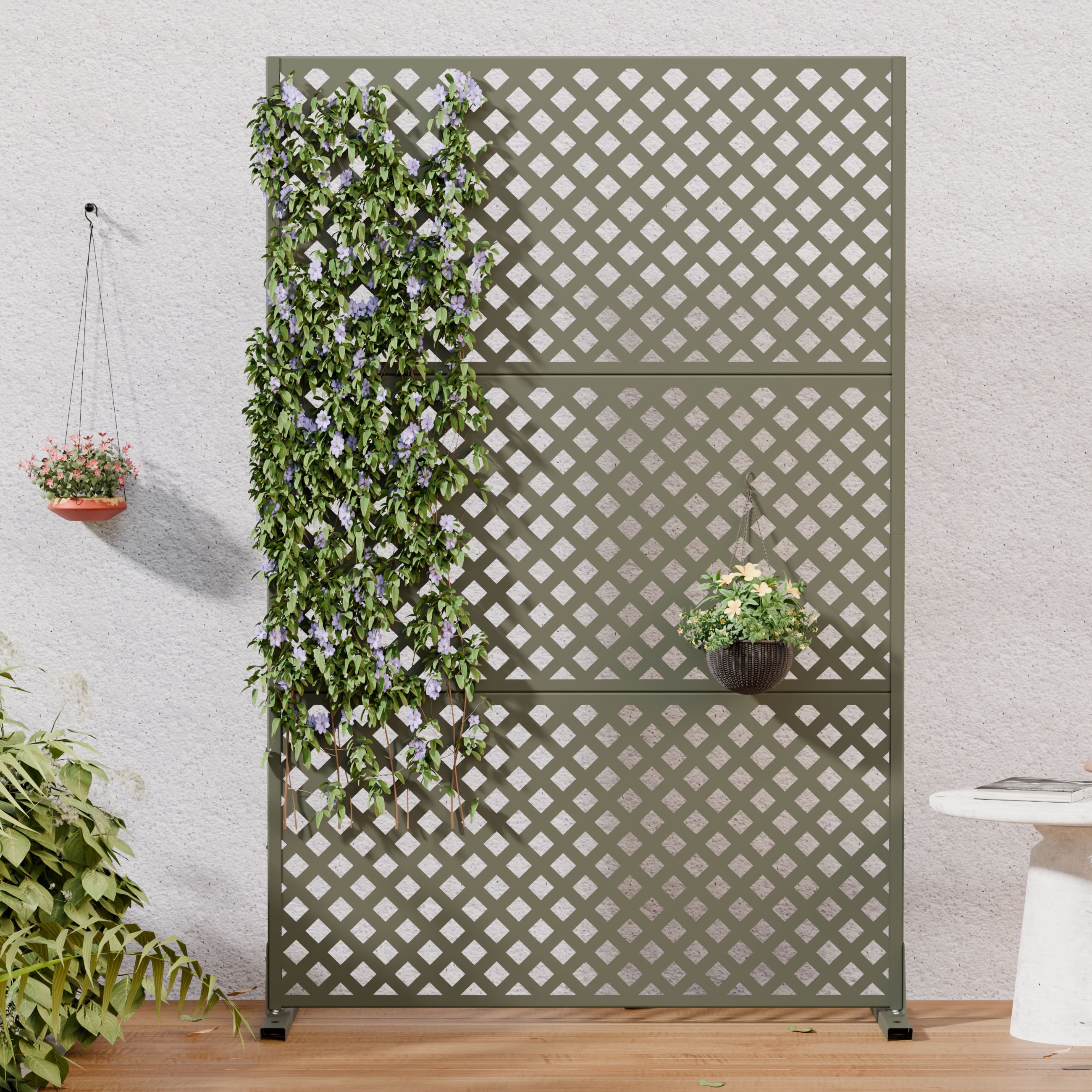 MAYEERTY 72*47in Outdoor Privacy Screen, Corrosion Resistant Metal Privacy Fence, Privacy Panel for Patio, Balcony, Backyard, Garden