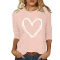 thumbnail image 3 of Diufon Women's 3/4 Sleeve T Shirts Trendy Valentine's Day Tops 2024 Fashion Round Neck Blouses, 3 of 3