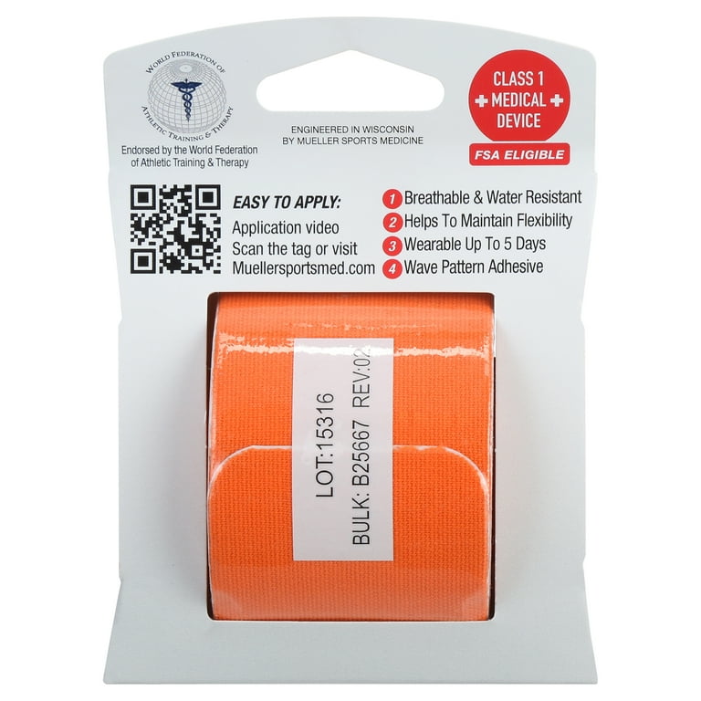 Mueller Kinesiology Tape, Precut I-Strip Roll, 20 strips