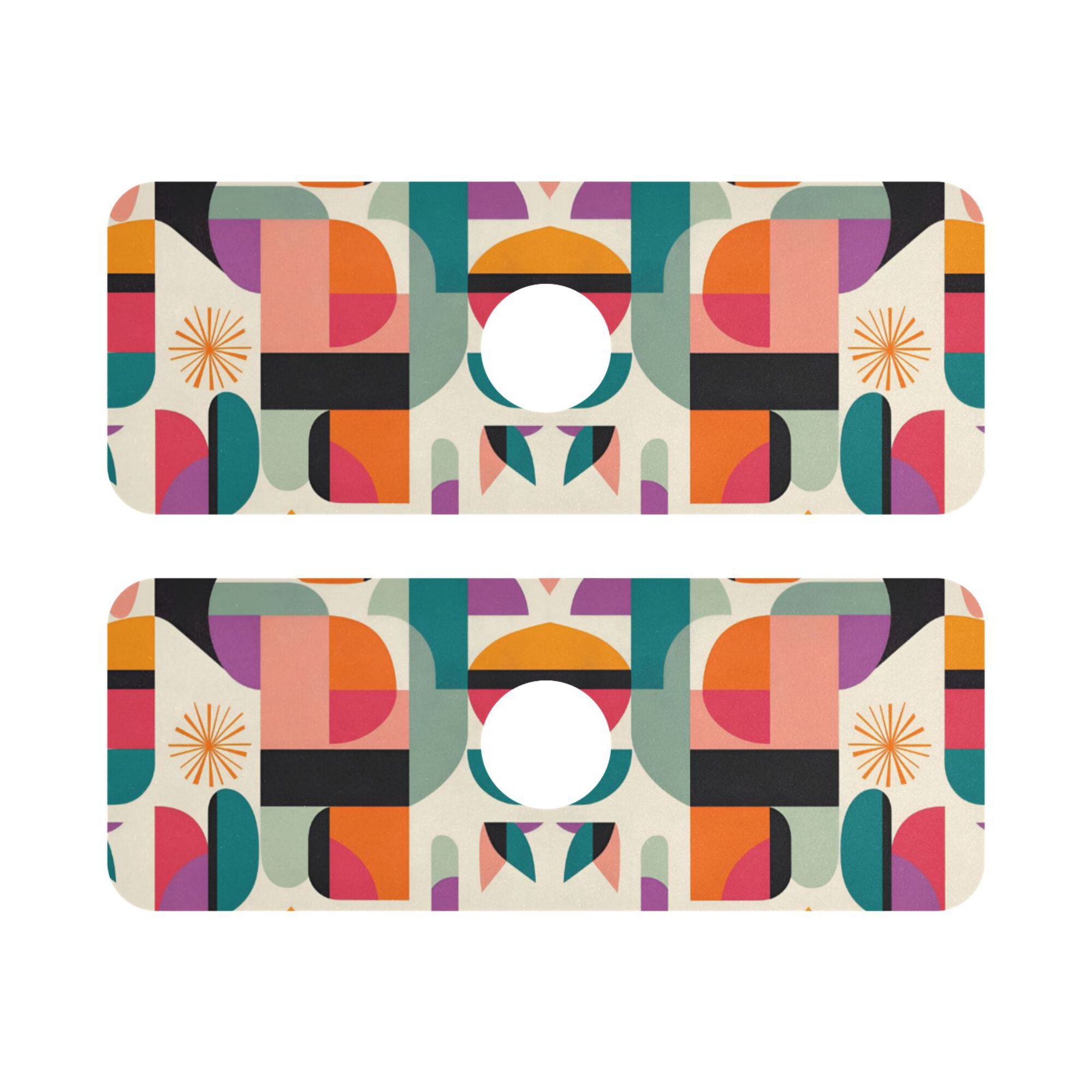 Yayeee Faucet Mat for Kitchen Sink 14.7" Diatomite Long Splash Guard Pad, Beige Abstract, 2 Pack