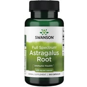 Angle View: Swanson Astragalus Root - Herbal Supplement Promoting Immune System Support - Natural Formula Supporting Heart & Liver Health - (100 Capsules, 470mg Each)
