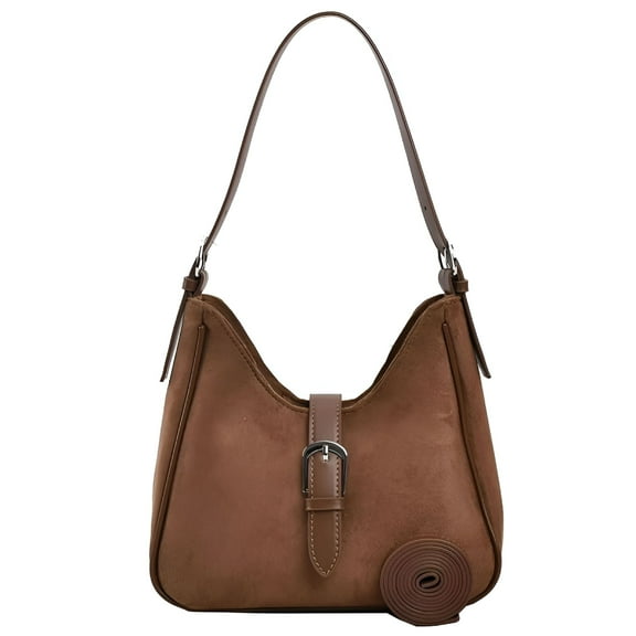 GASTROPOD Suede Shoulder Bag for Women Brown Suede Purse Fall Purse Crescent Crossbody Satchel Bag Retro Suede Handbags Suede Crossbody Bags for Women
