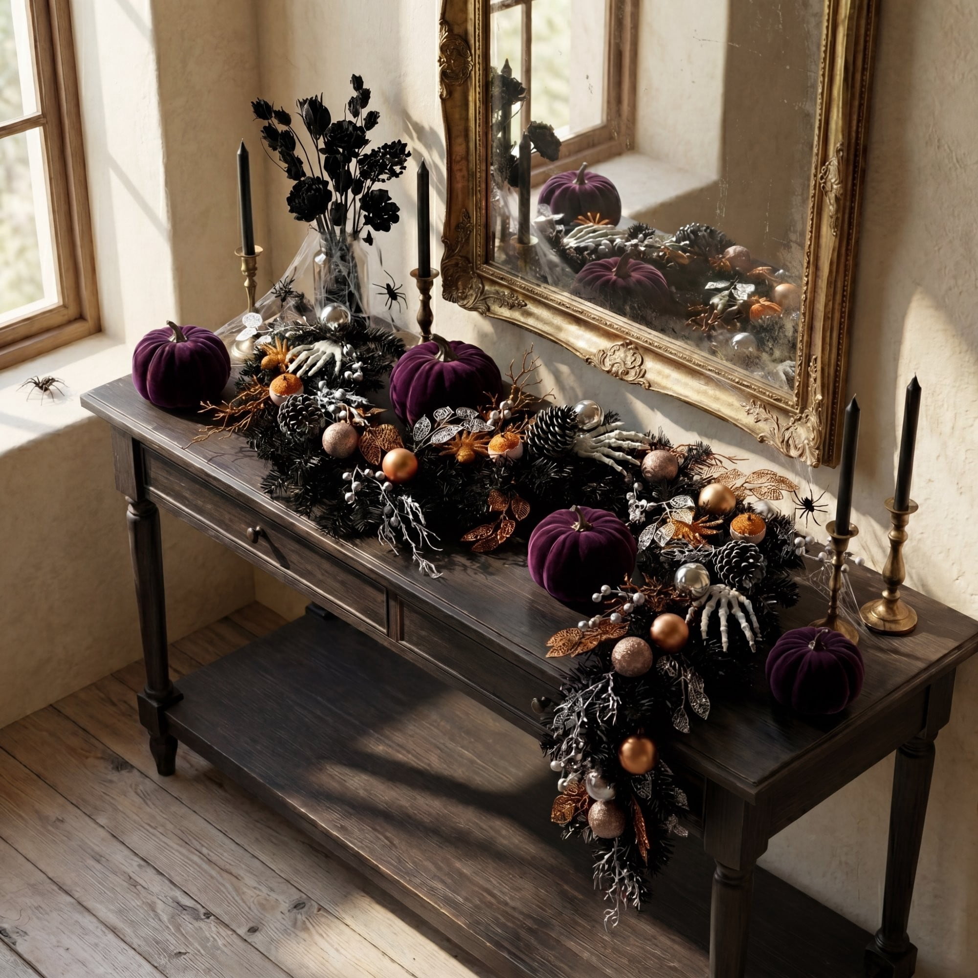 6ft. Artificial Halloween Black Garland with Hands, Spiders and Eyeballs