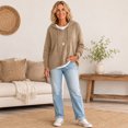 thumbnail image 6 of Women's Drop Shoulder Long Sleeve Drawstring Loose Knit Hooded Pullover Sweater M, 6 of 6