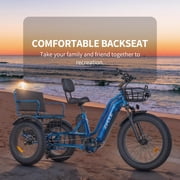 Zycle Z700 Electric Tricycle with Passenger Seat, 750W 20AH 48V 65Miles 2 Seater Electric Trike for Adults, Parking Brake, Differential