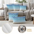 thumbnail image 6 of Blue Brown Stripes Outdoor Waterproof Pillow Covers, Abstract Geometric Ombre Wave Stripe Decorative Square Throw Pillowcase Sofa Cushion Sham for Patio/Couch/Chair, 16"x16" 2 Pack, 6 of 8