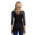 thumbnail image 4 of Women's Two Tone 3/4 Sleeve Raglan Baseball Shirt / Baseball Tee, Black/Charcoal Gray M, 4 of 7