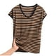 thumbnail image 2 of Pijama de manga corta para mujer, informal, holgado, a rayas, con cuello redondo, de verano, fino, de poliéster, 2 of 3