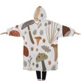 thumbnail image 2 of Oversized Wearable Blanket Hoodie,Brown Mushroom Leaf Light Pattern Sherpa Blanket Hoodie with Super Pockets,Super Warm Fuzzy Pullover for Women & Men, 2 of 6