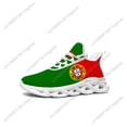 thumbnail image 1 of Zapatillas deportivas planas con la bandera de Portugal para hombre y mujer, de alta calidad, con cordones y malla, hechas a medida, color blanco., 1 of 6