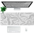 thumbnail image 2 of Topographic Contour Gaming Mouse Pad White Large Mouse Pad for Keyboard and Mousepad Desk Mat with 3mm Non-Slip Base and Stitched Edge for Gaming and Office Computer Mat Protector Mat 31.5x11.8 Inch, 2 of 6