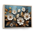 thumbnail image 2 of Designart "Spring Elegance White and Gold Flower Beauty IV" Floral Framed Wall Art - Traditional White Flowers Entryway Framed Wall Art Print, 2 of 6