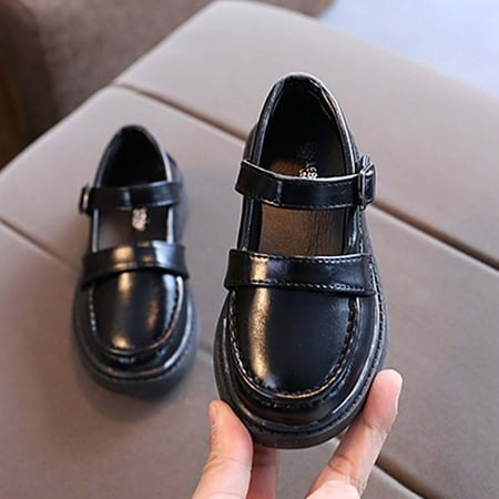 

BLTIBY Infant Baby Girls Leather Shoes Autumn Solid Princess Soft Sole Shoe Mary Jane Flats Lightweight Cute Wedding Dress Shoes Black 7.5-8 Years