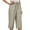 Khaki, variant on CheerKidz Capri Yoga Pants for Women's Summer Loose Dressy Casual Soft High Waisted Tummy Control Wide Leg Drawstring Leggings Workout with Pockets(White,L)