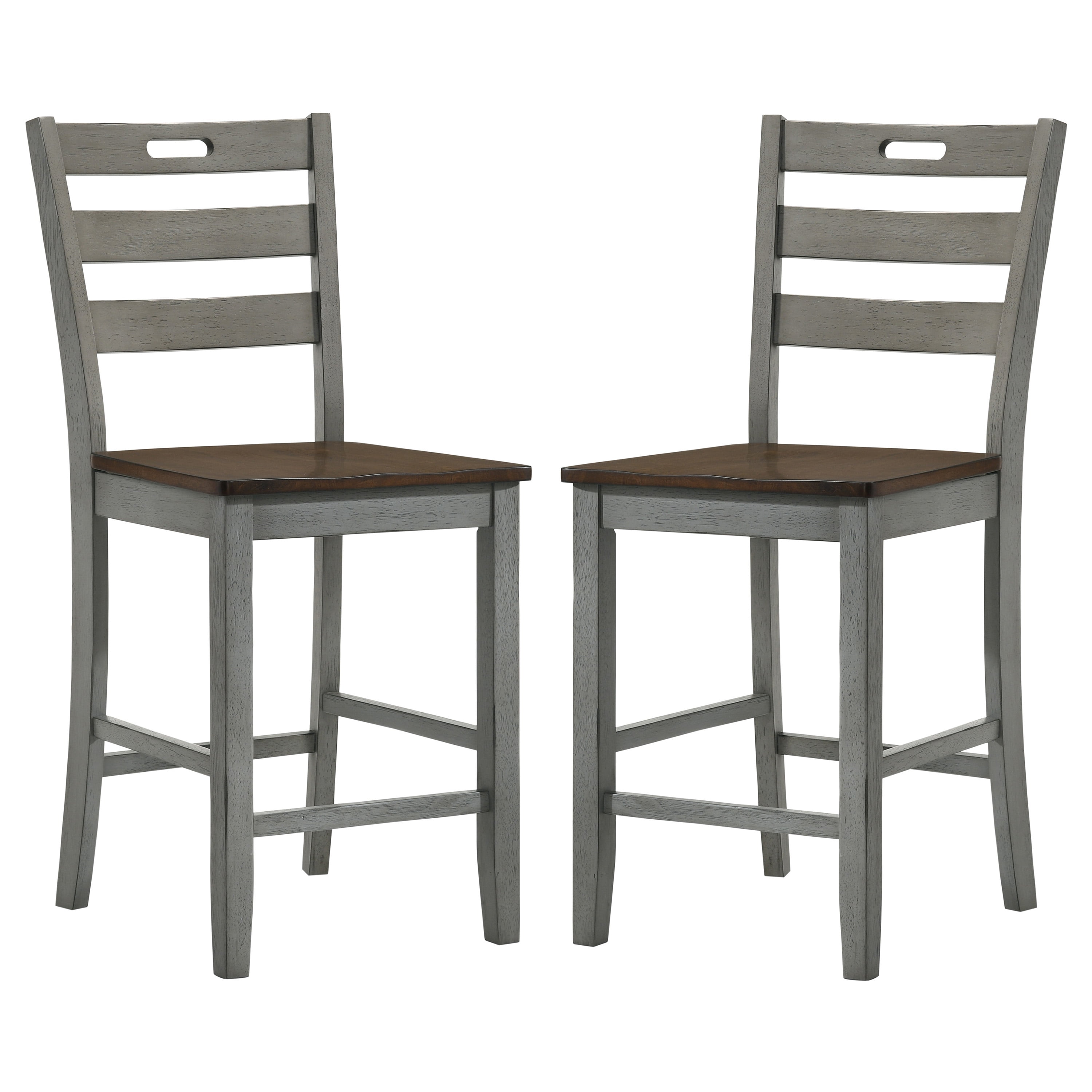 Furniture of America Donia Wood Counter Chair Set of 2, Light Gray