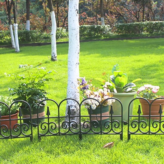 Hemobllo 4Set Picket Fence Garden Border ABS Black Ornamental for Outdoor Space