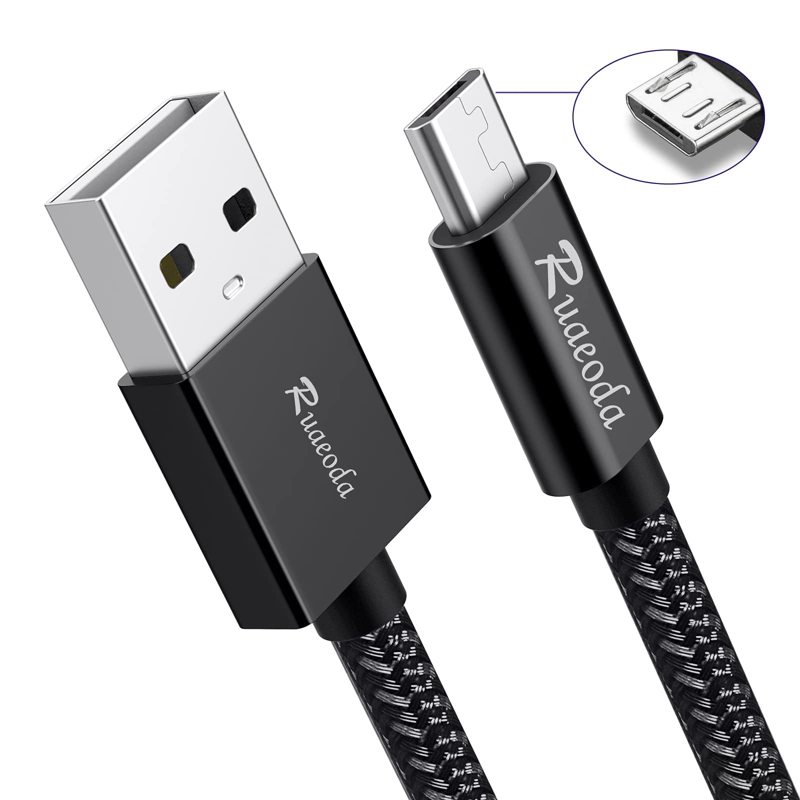 Long Micro USB Cable Android Charger 20ft Compatible with PS4 Charger Cable - High Speed 2.0 USB A Male to Micro USB Nylon Braided Cable for Android Phone
