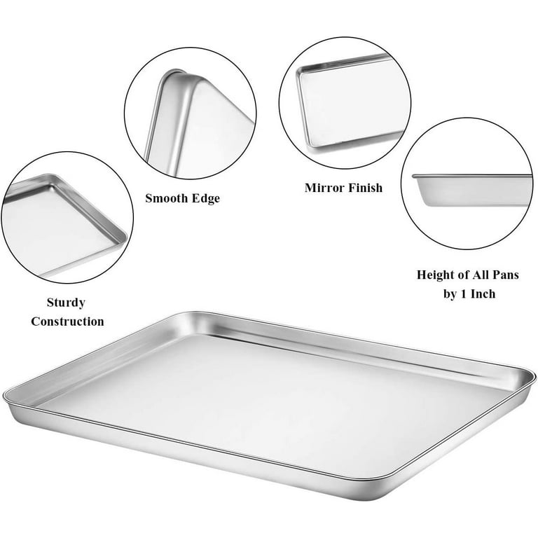 Baking Sheet Pan with Rack Set(2 Pans & 2 Racks), RUseeN 16 Inch Stainless  Steel Cookie Sheets with Cooling Racks, Non-toxic & Commercial Grade, Extra  Thick & Rolled Rim, Rust-free & Dishwasher