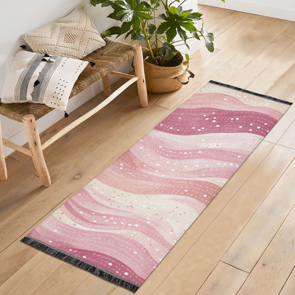 Yayeee Runner Rug for Bedroom 2'x6' Machine Washable Hallway Non Slip Mat, Soft Brown Pattern