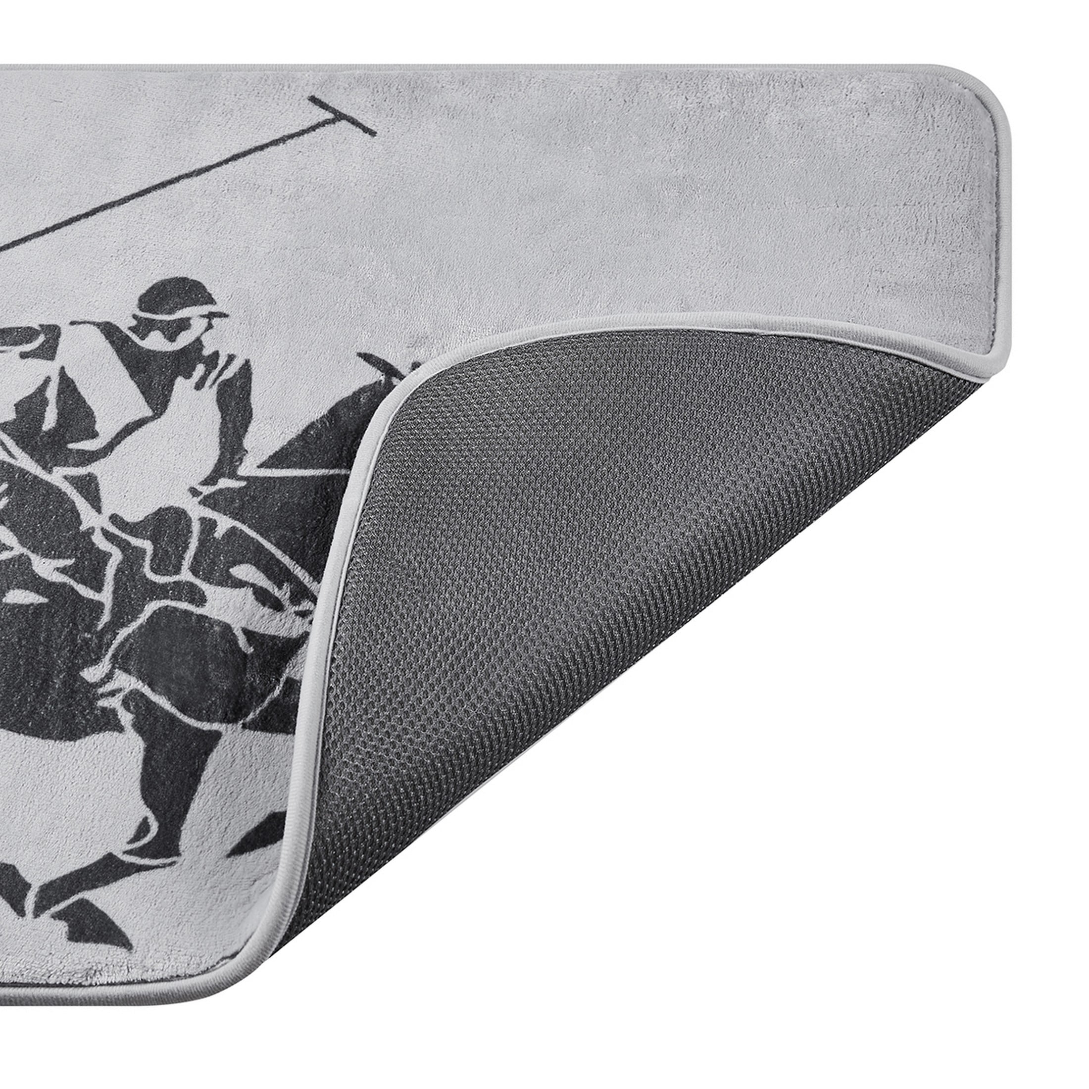 Beverly Hills Polo Club Logo Light Grey Polyester Bath Rug. 20" x 32"