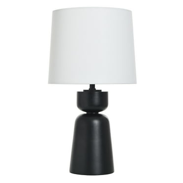 Better Homes & Gardens Wood Totem Table Lamp with White Linen Shade, 10"L x 10"W x 18"H