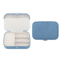 Unique Bargains Portable Velvet Jewelry Box Organizer Dark Blue